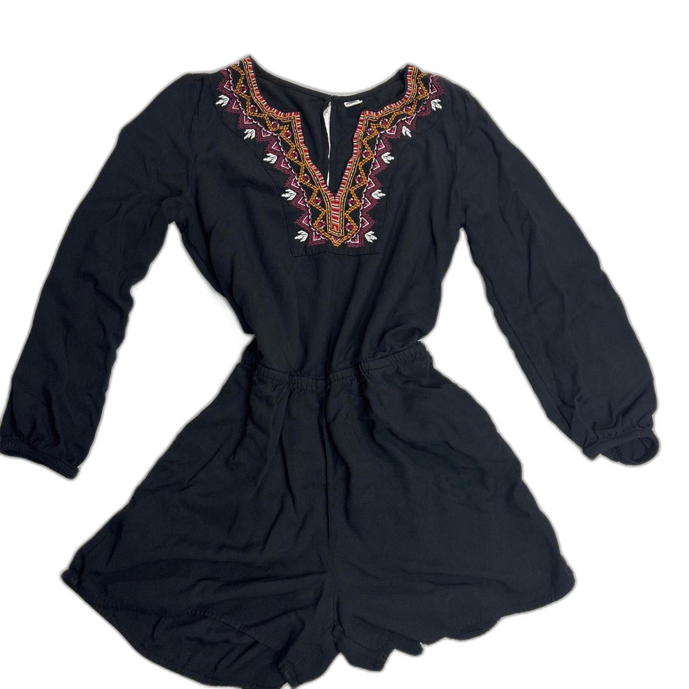 Old-navy Women's Black Playsuit-romper Embroidery Size M